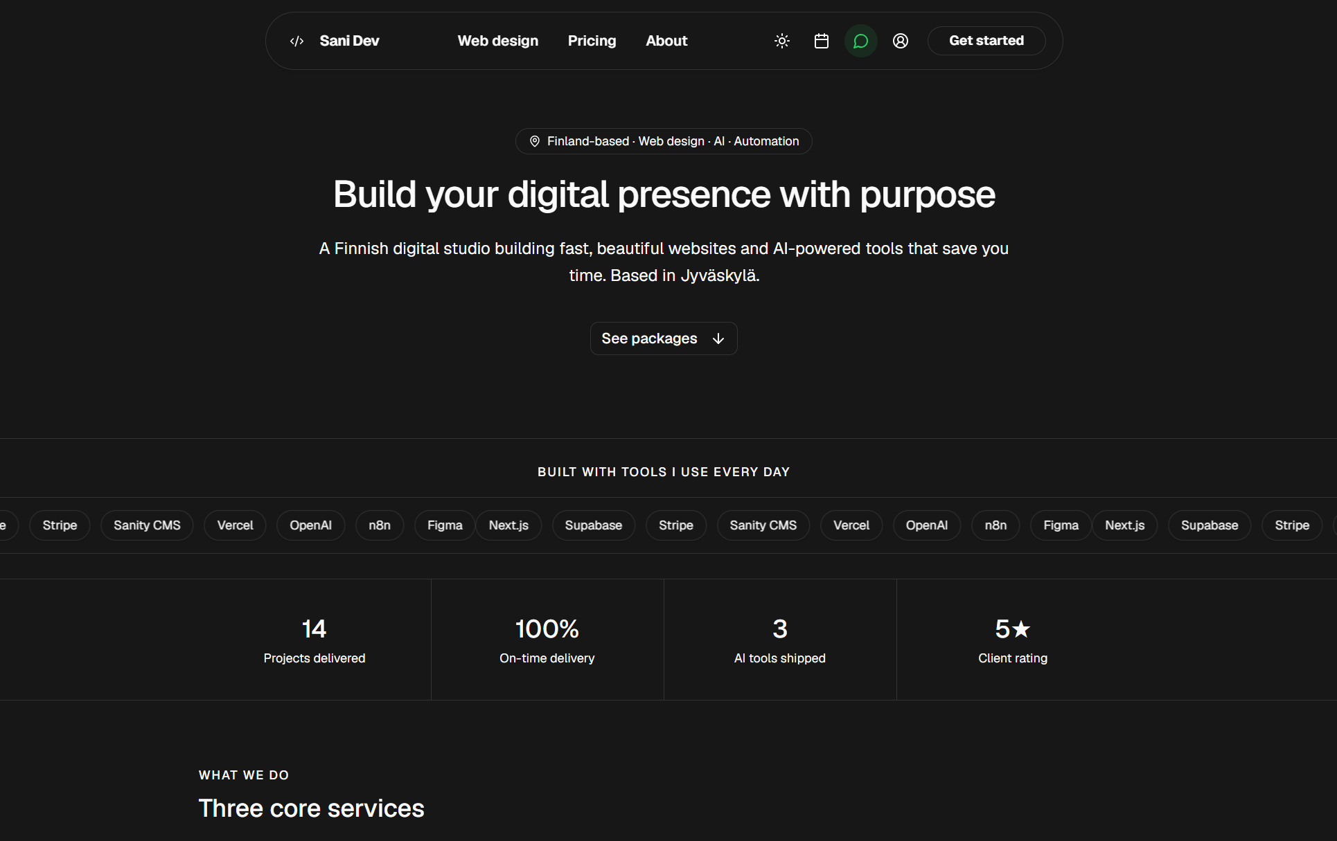 Sani Studio website preview